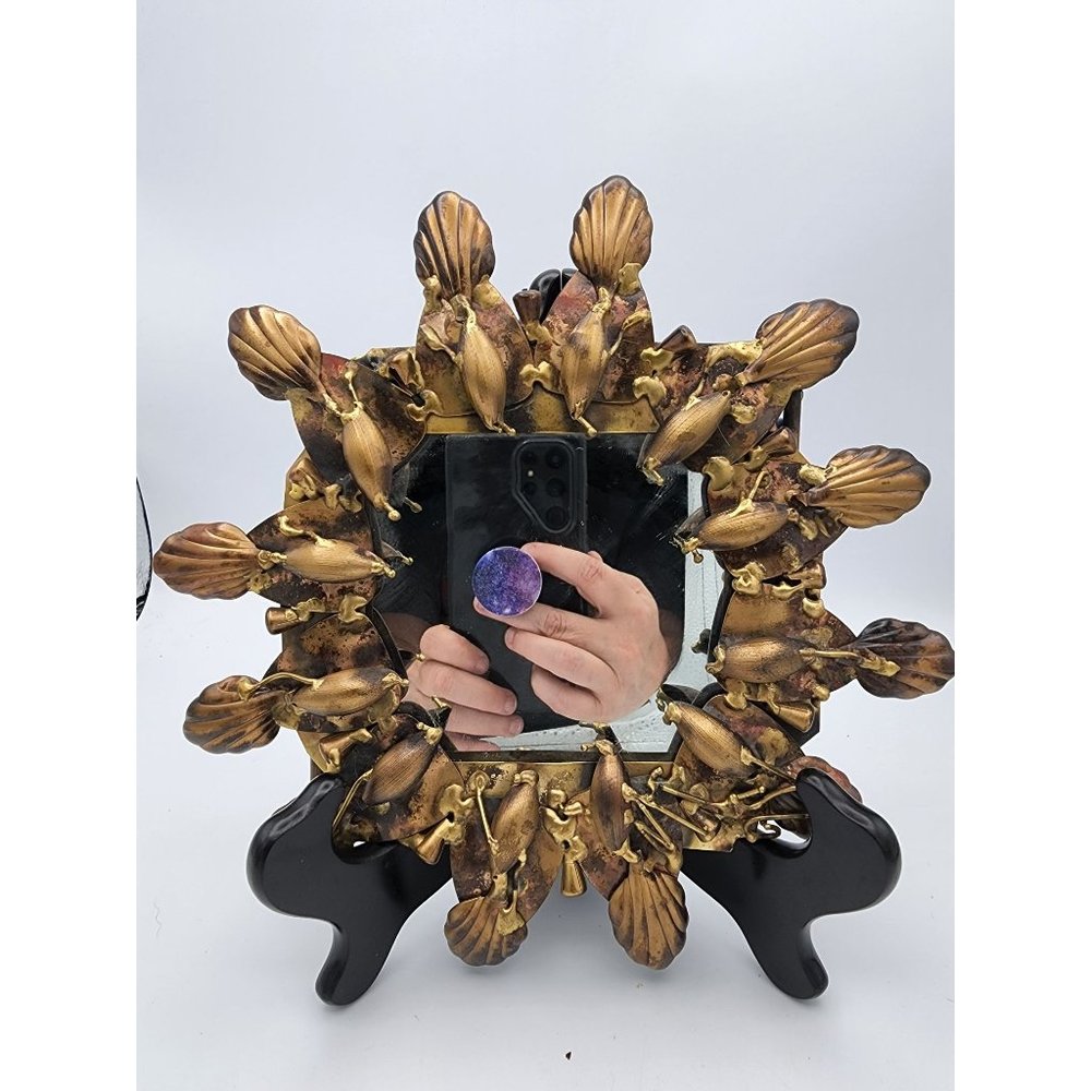 Handmade Folk Art Abstract Metal Welded Mirror - Funky Style!